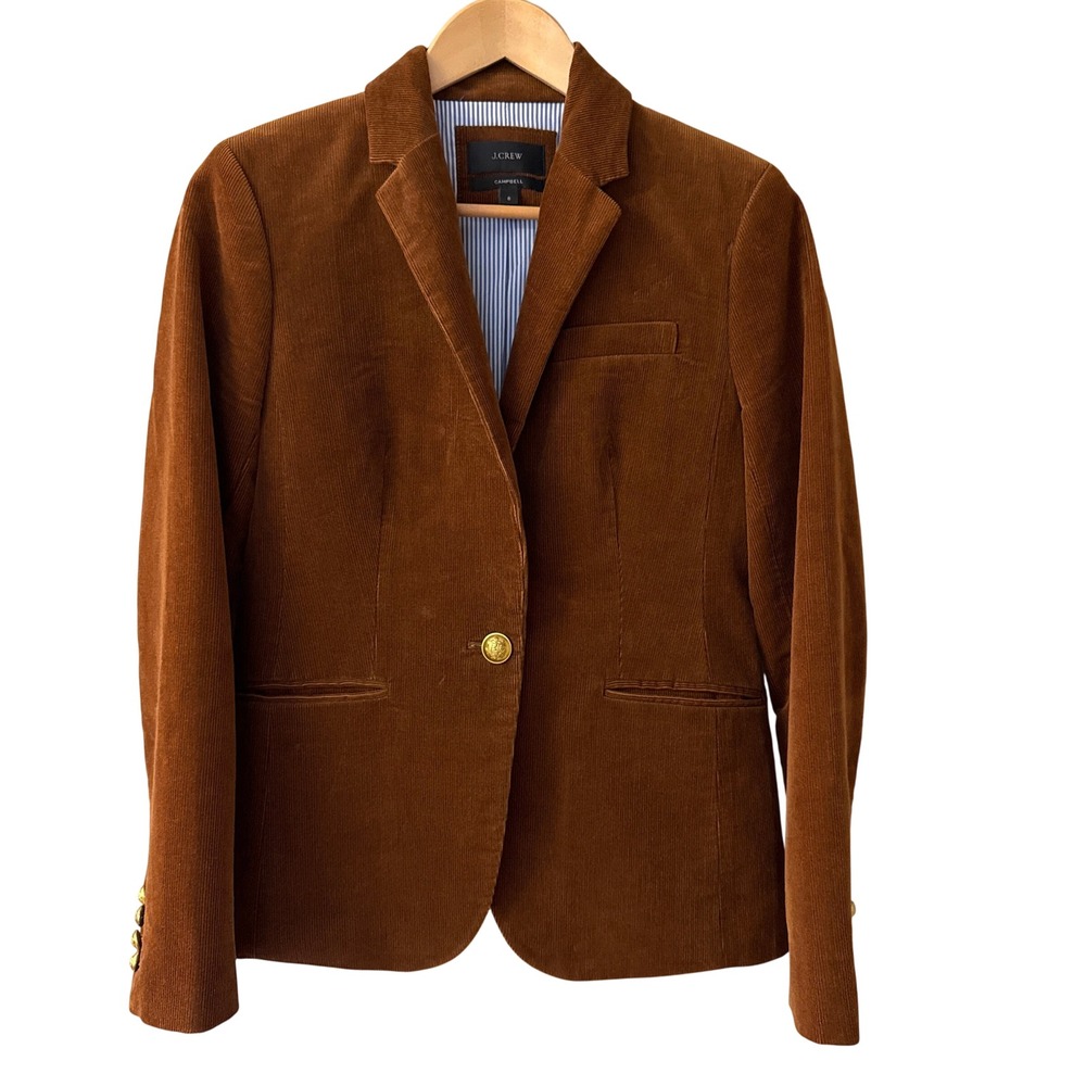 J.Crew Womens Brown Campbell Corduroy Blazer Old Money Preppy Cotton Size 6 Fall